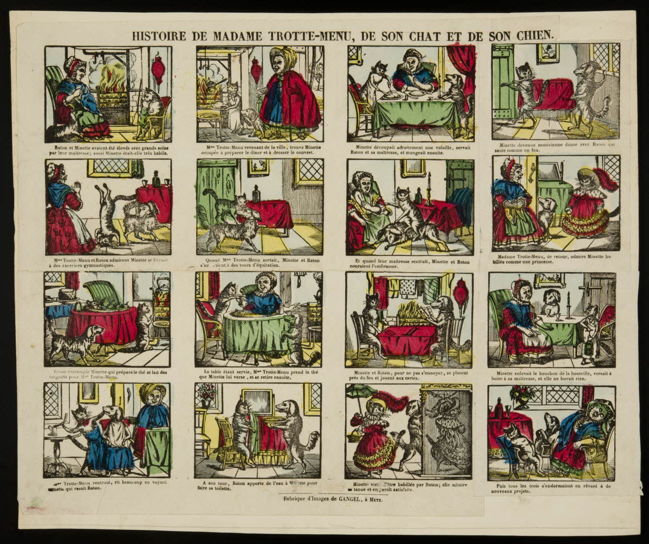 imagerie ancienne HISTOIRE DE MADAME TROTTE-MENU, DE SON CHAT ET DE SON CHIEN. Metz 1852-1858 1950.21.686 Photo