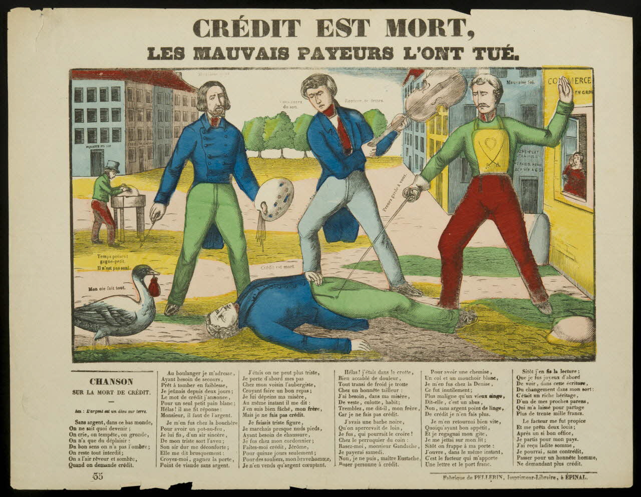 Pellerin imagerie ancienne CREDIT EST MORT,  LES MAUVAIS PAYEURS L'ONT TUE Lorraine, France 1835-1845 1950.21.704 Photo