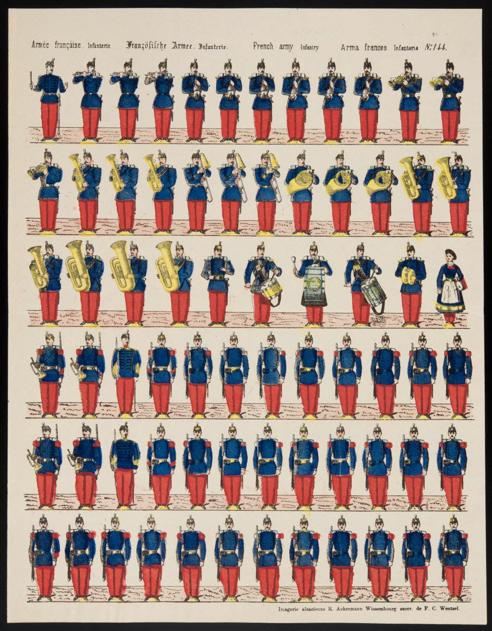 René Ackermann ; Jean-Frédéric Wentzel imagerie ancienne Armée française. Infanterie Alsace, France 1838-1877 1950.21.718 Photo