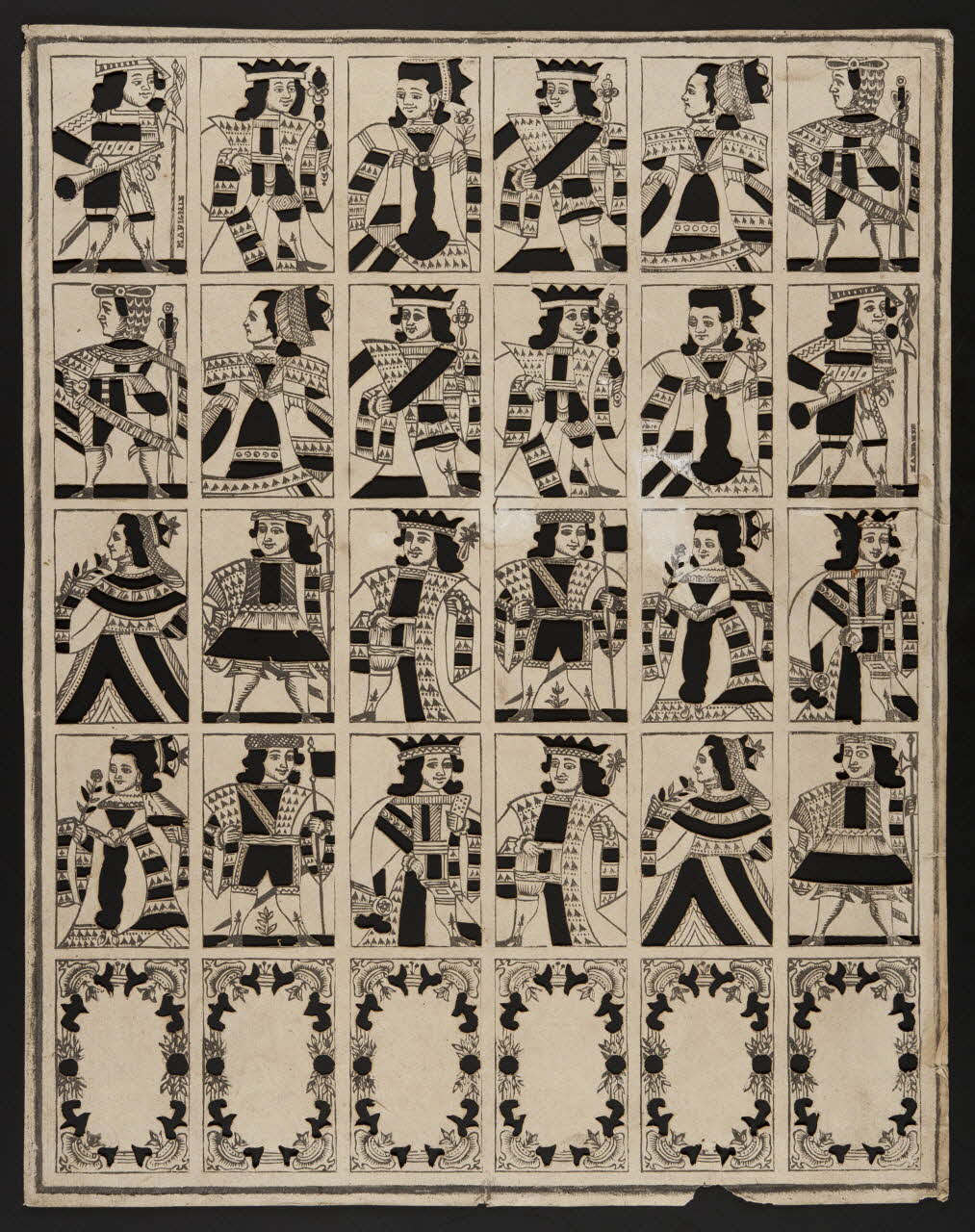 Charles Madigne imagerie ancienne Planche de jeu de cartes Franche-Comté, France 1772-1782 1950.21.725  Photo