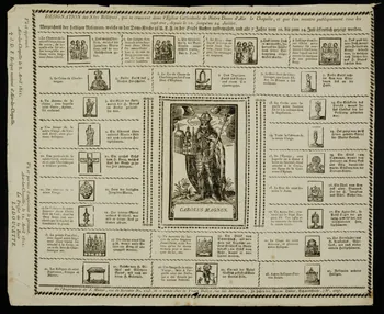 Johan Muller von ; Dullye veuve imagerie ancienne DESIGNATION des S.tes Reliques, qui se trouvent dans l'Eglise Cathédrale de Notre Dame d'Aix la Chapelle, et que l'on montre publiquement tous les  sept ans, depuis le 10, jusqu'au 24 Juillet. 1805-1815 1950.21.8 Photo