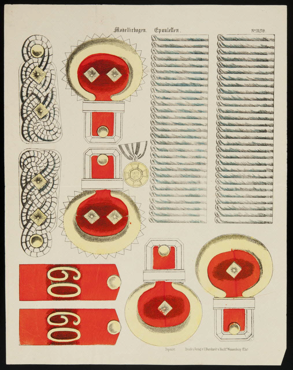 découpage Modellirbogen. Epauletten. Alsace, France 1880-1888 1950.21.80 Photo