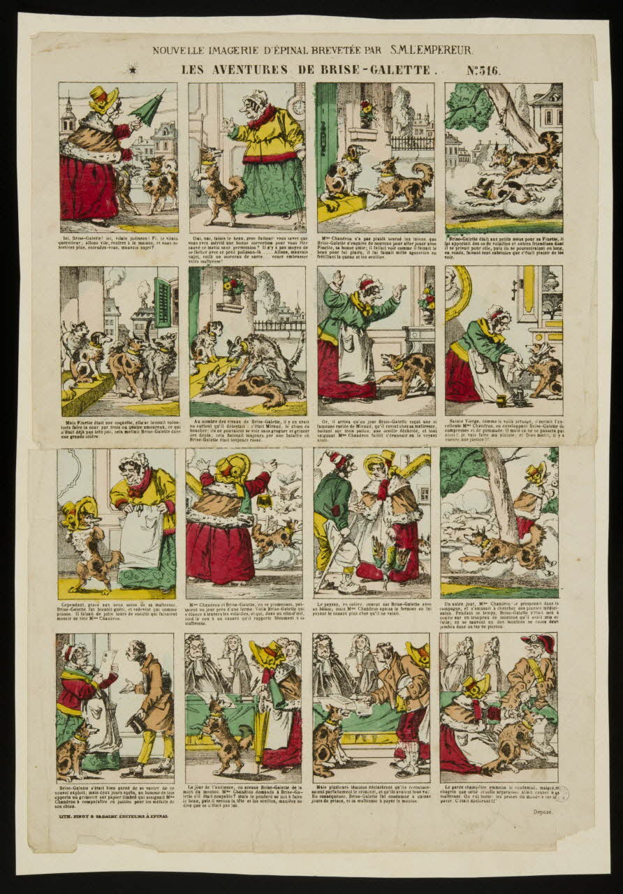 Pinot et Sagaire à compartiments : 4x4 LES AVENTURES DE BRISE-GALETTE. Lorraine, France 1860-1869 1950.21.83 Photo