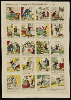 Pinot et Sagaire à compartiments : 4x5 HISTOIRE DE GUSTAVE LE TOUCHE-A-TOUT. Lorraine, France 1860-1872 1950.21.85 Photo