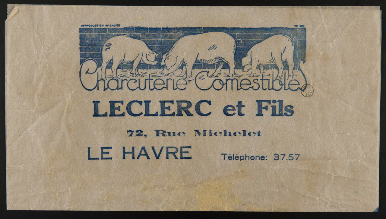 emballage Charcuterie comestible  LECLERC et Fils  72, Rue Michelet  LE HAVRE 1950.36.18 Photo