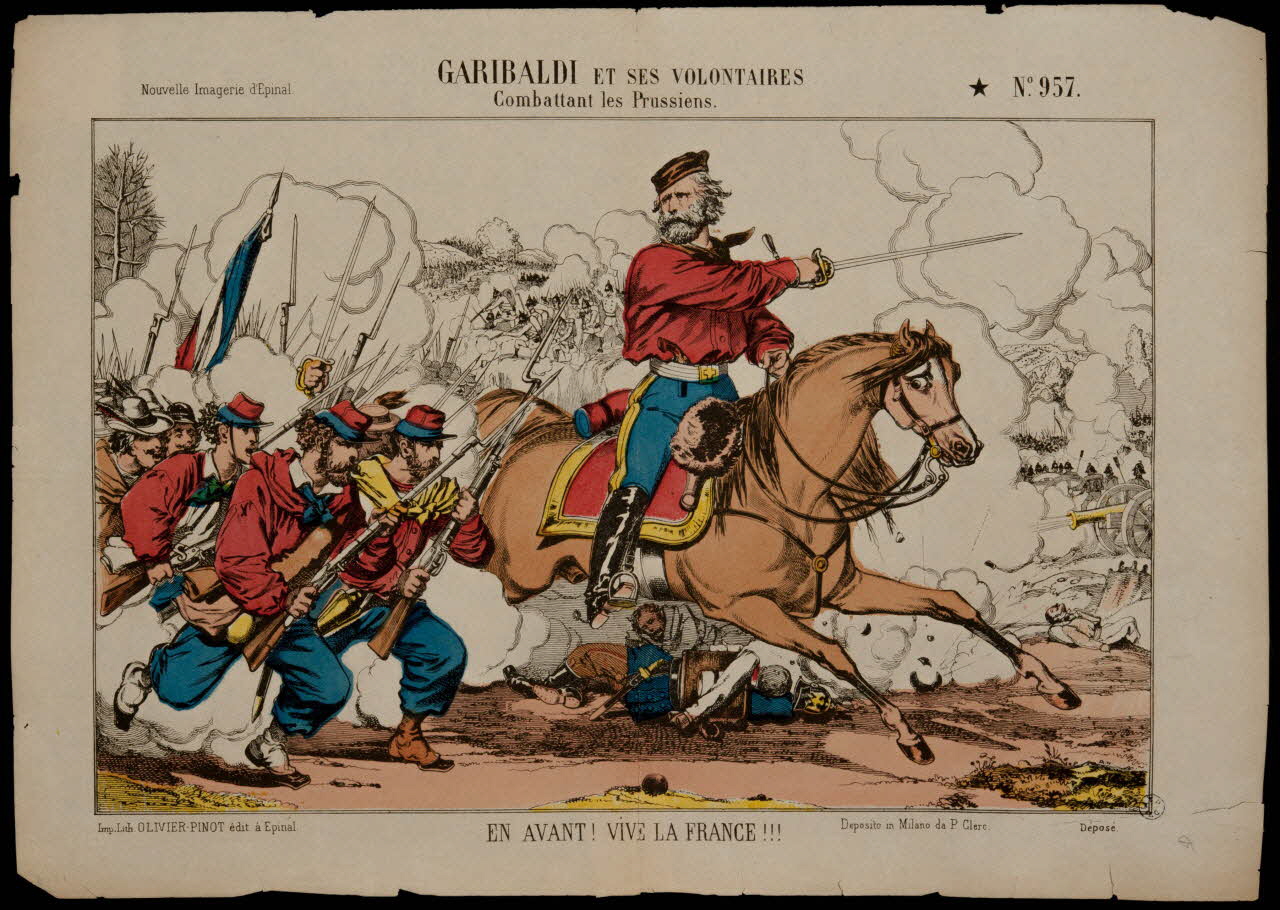 François-Charles Pinot estampe GARIBALDI ET SES VOLONTAIRES  Combattant les Prussiens. Lorraine, France 1875-1888 1950.39.1008 Photo