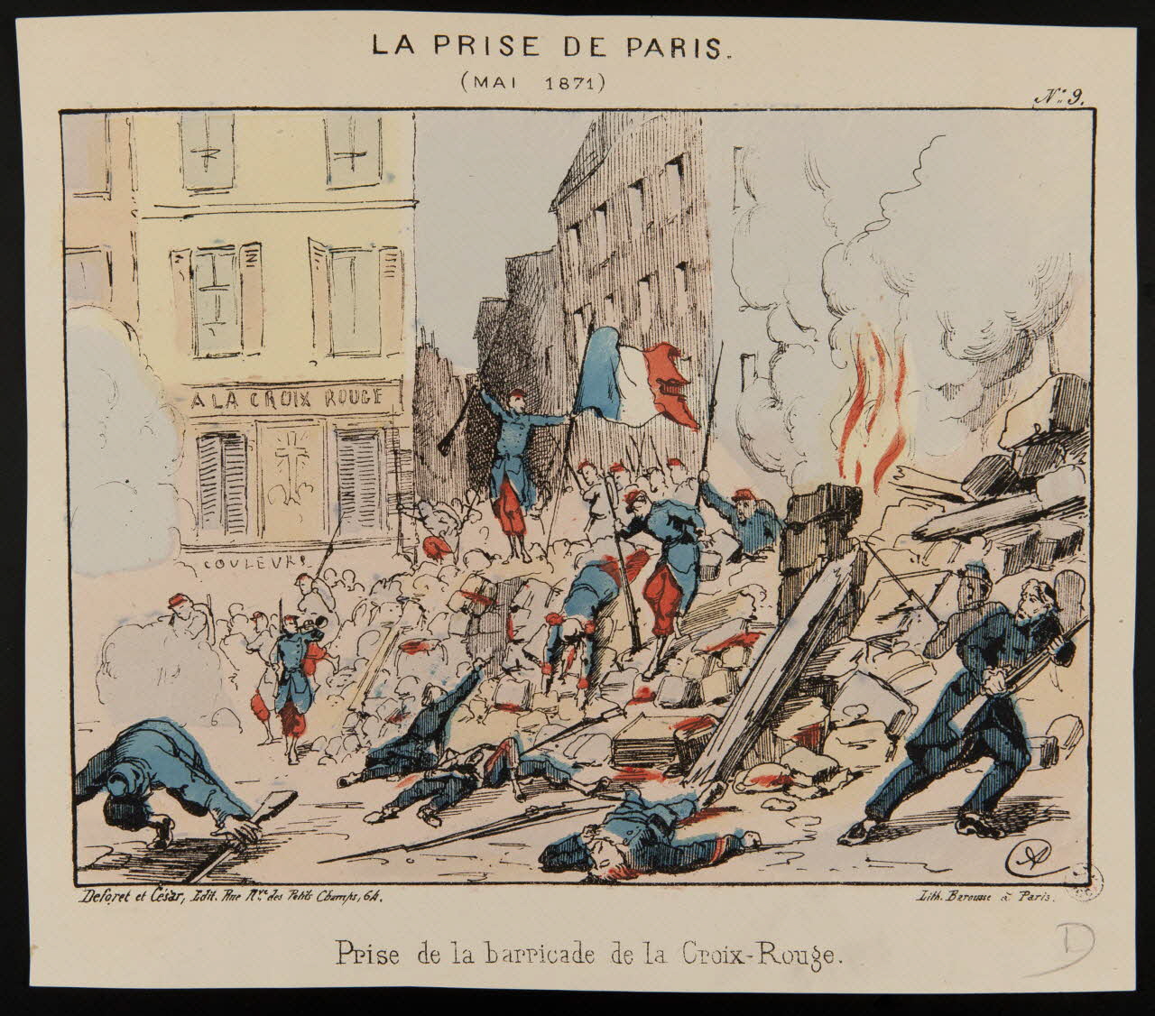 estampe LA PRISE DE PARIS.  (MAI 1871)  Prise de la barricade de la Croix-Rouge. 1950.39.1031 Photo