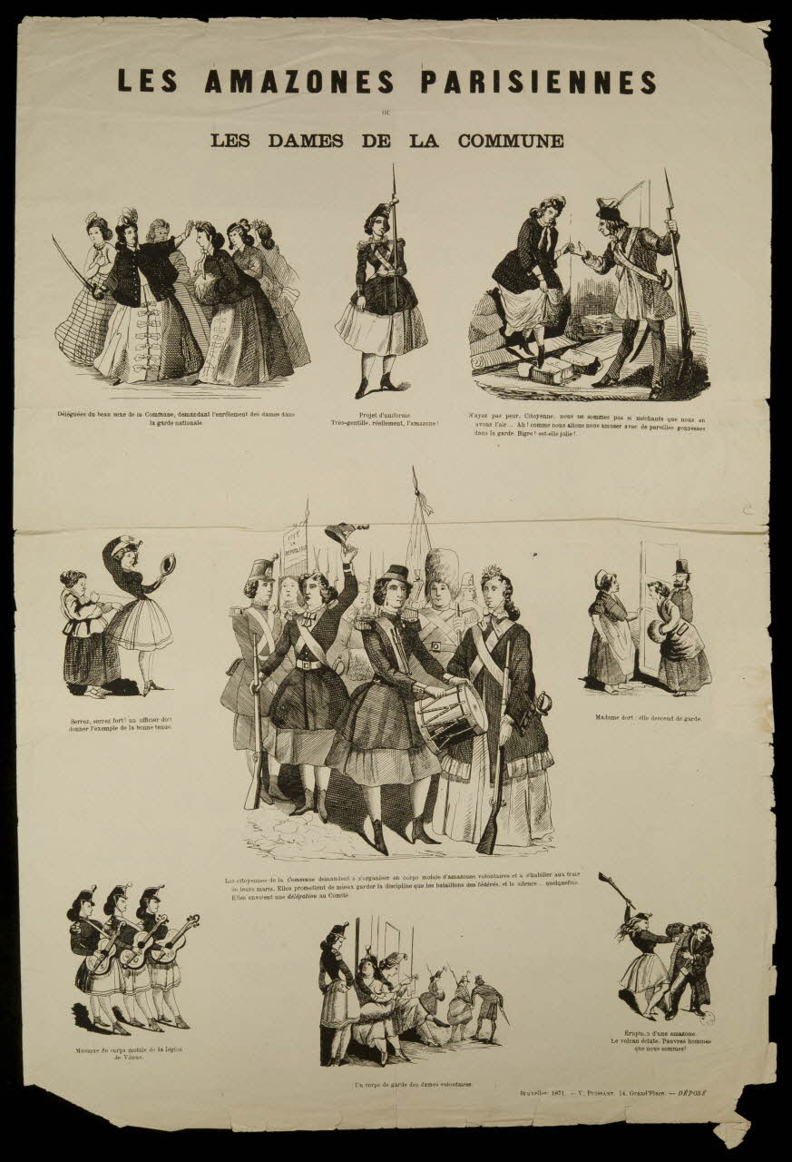 Puissant V. estampe LES AMAZONES PARISIENNES  OU  LES DAMES DE LA COMMUNE Belgique 1871 1950.39.1065 Photo
