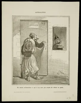 estampe Un nouvel ambassadeur à qui il n'y aura pas moyen de refuser sa porte. 1950.39.1074 Photo