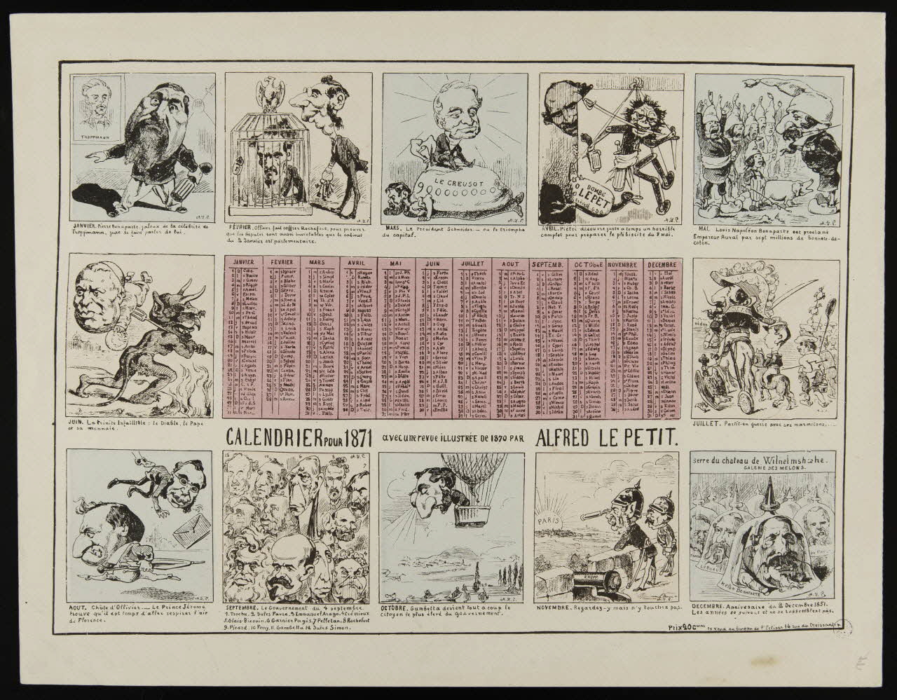 estampe CALENDRIER POUR 1871 1950.39.1077 Photo