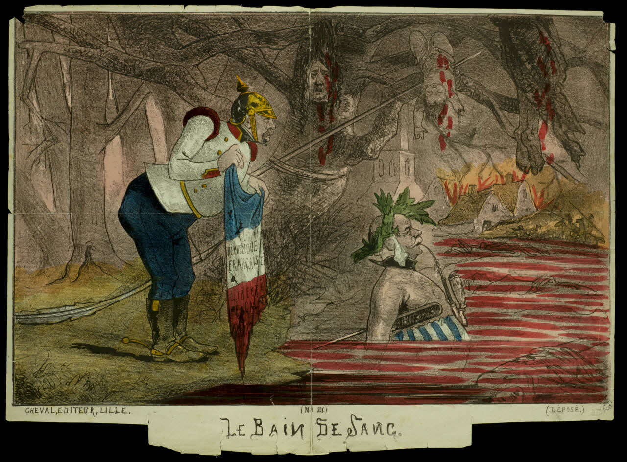 Cheval estampe LE BAIN DE SANG. Nord-Pas-de-Calais, France 1870-1871 1950.39.1079 Photo