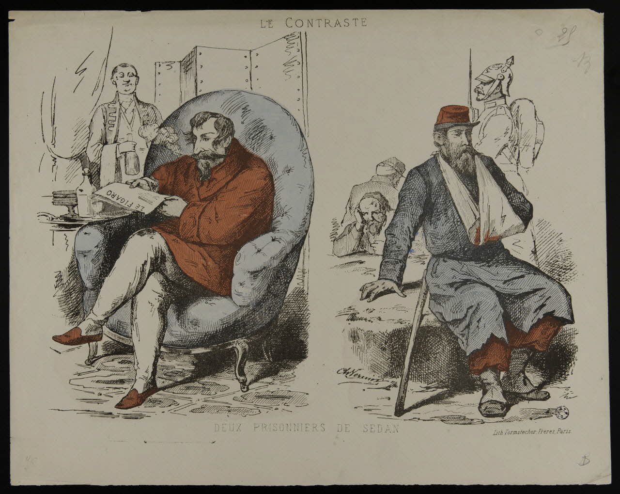 estampe LE CONTRASTE  DEUX PRISONNIERS DE SEDAN 1950.39.1093 Photo