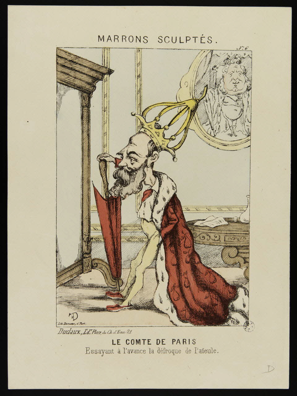 estampe LE COMTE DE PARIS  Essayant à l'avance la défroque de Païeule. 1950.39.1106 Photo