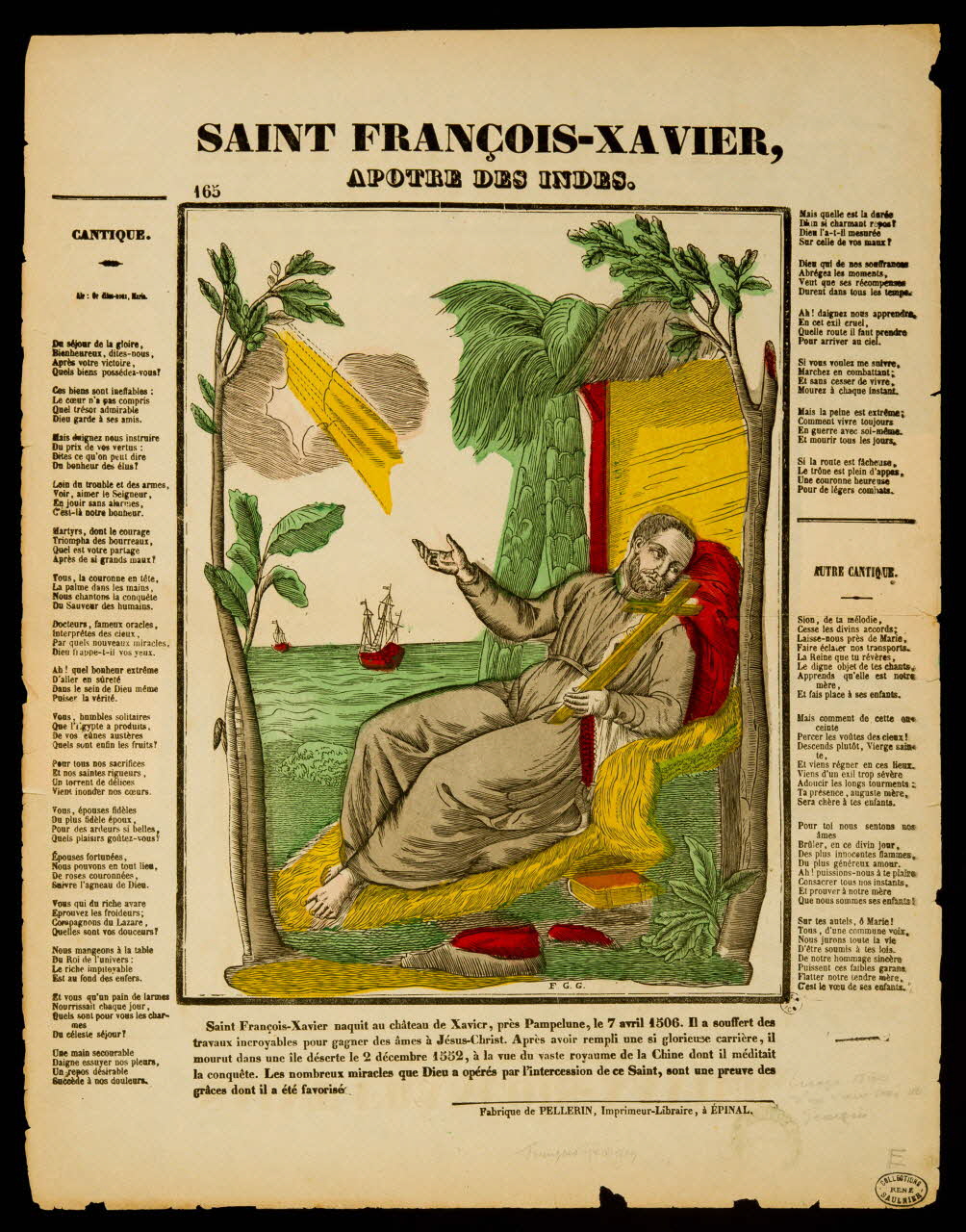 Pellerin ; François Georgin estampe SAINT FRANCOIS XAVIER,  APOTRE DES INDES. Lorraine, France 1860 1950.39.115 Photo