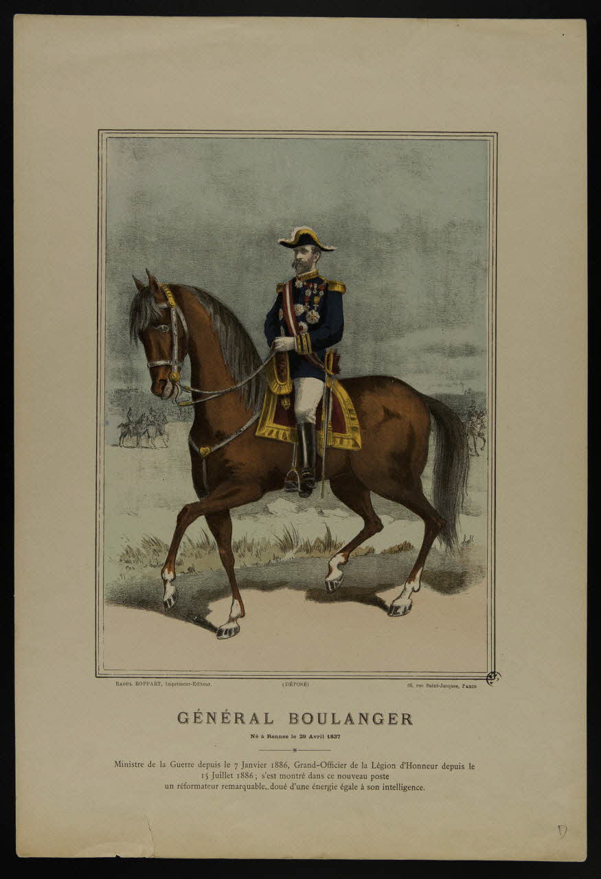 estampe GENERAL BOULANGER  Né à Rennes le 29 Avril 1837 1950.39.1151 Photo