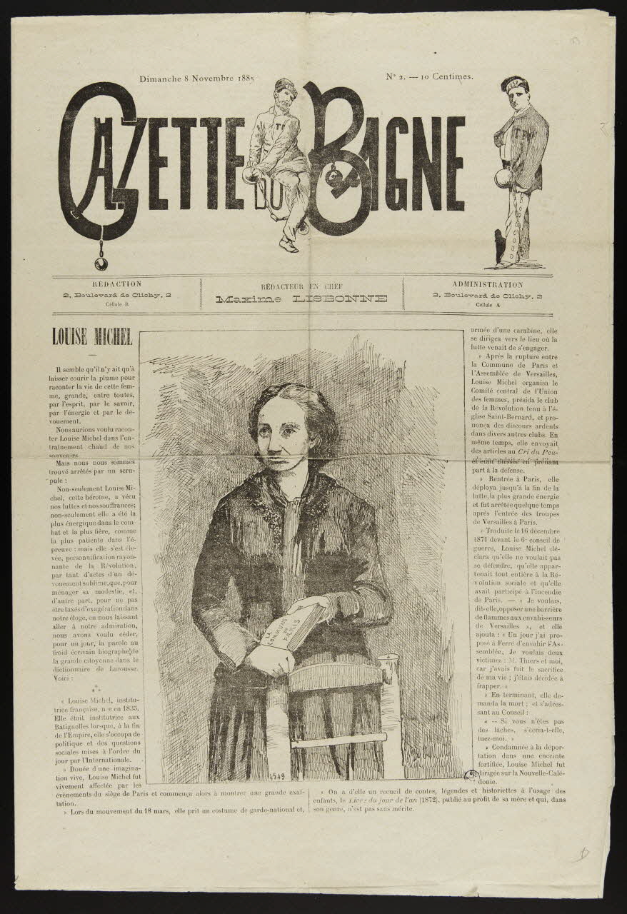 estampe GAZETTE DU BAGNE- Louise Michel Ile de France, France 1885/11/8 1950.39.1207 Photo