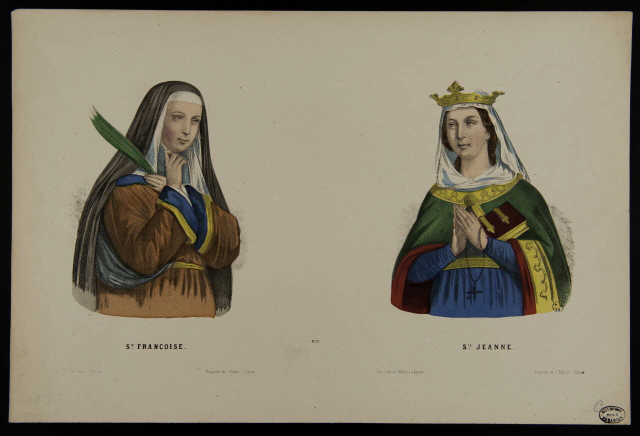 estampe Ste. FRANCOISE. Ste. JEANNE. 1950.39.121 Photo