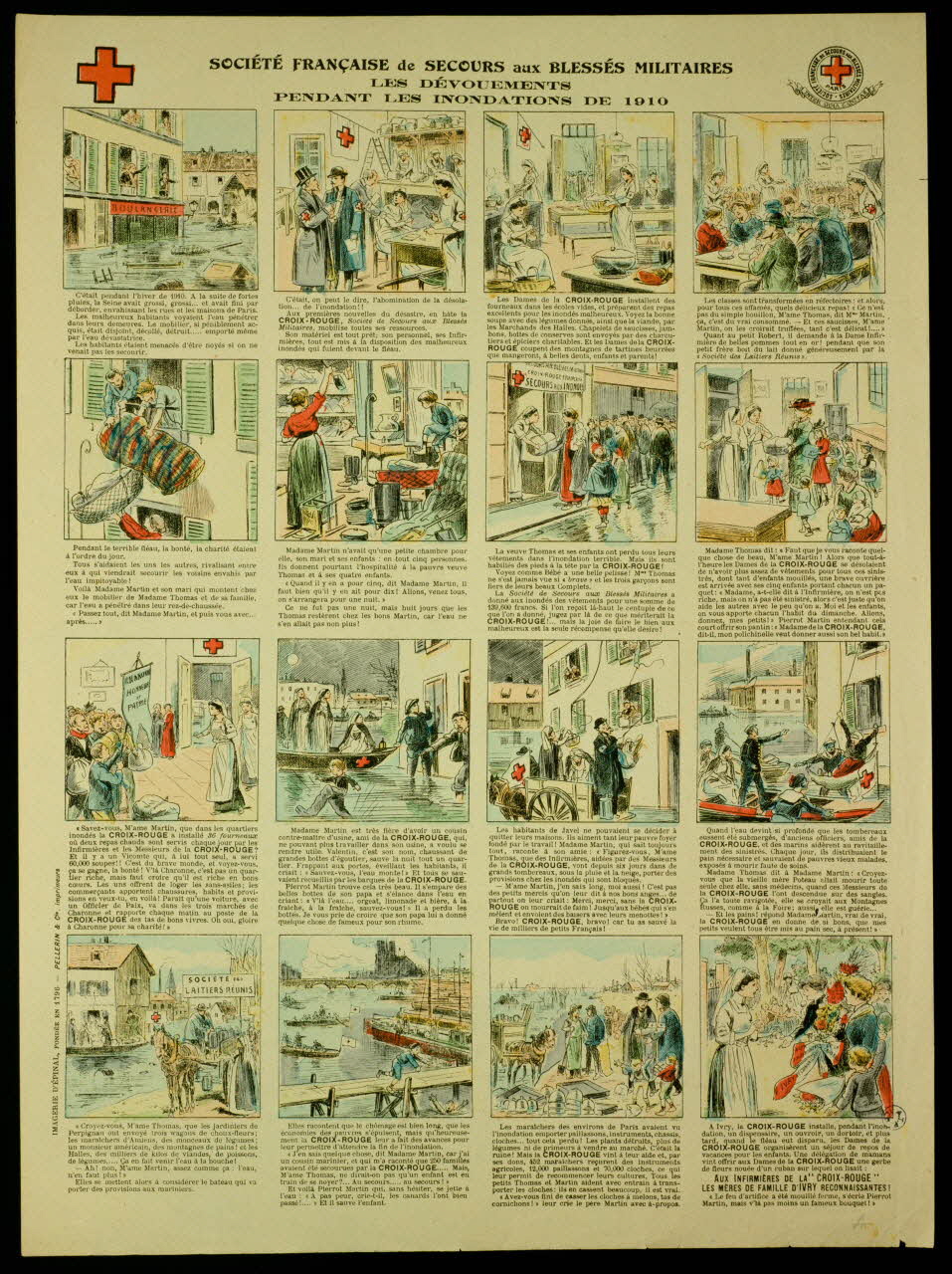 estampe SOCIETE FRANCAISE de SECOURS aux BLESSES MILITAIRES  LES DEVOUEMENTS  PENDANT LES INONDATIONS DE 1910 1950.39.1241 Photo
