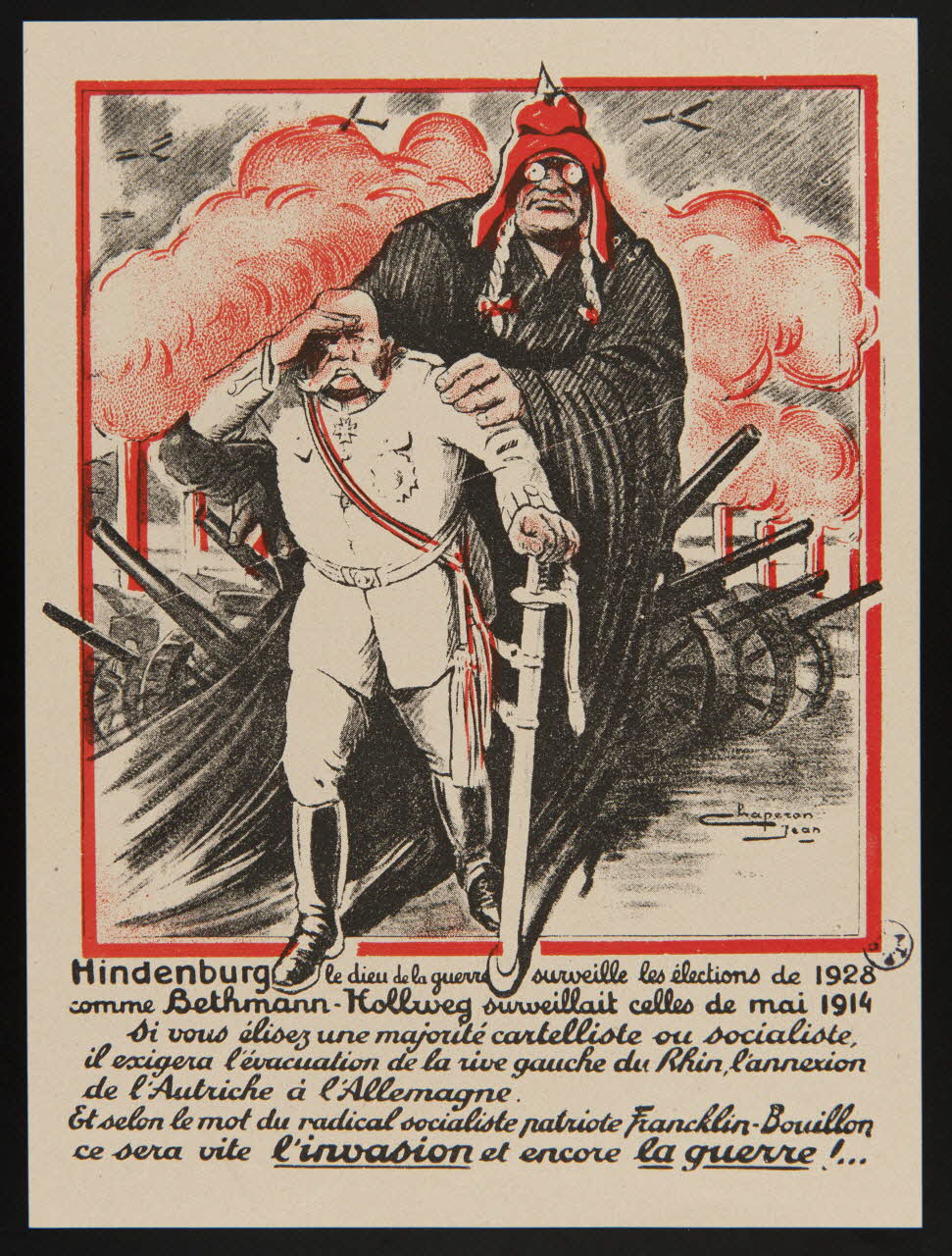 estampe Hindenburg le dieu de la guerre surveille les élections de 1928  comme Bethmann-Kollweg surveillait celles de mai 1914 1950.39.1312 Photo
