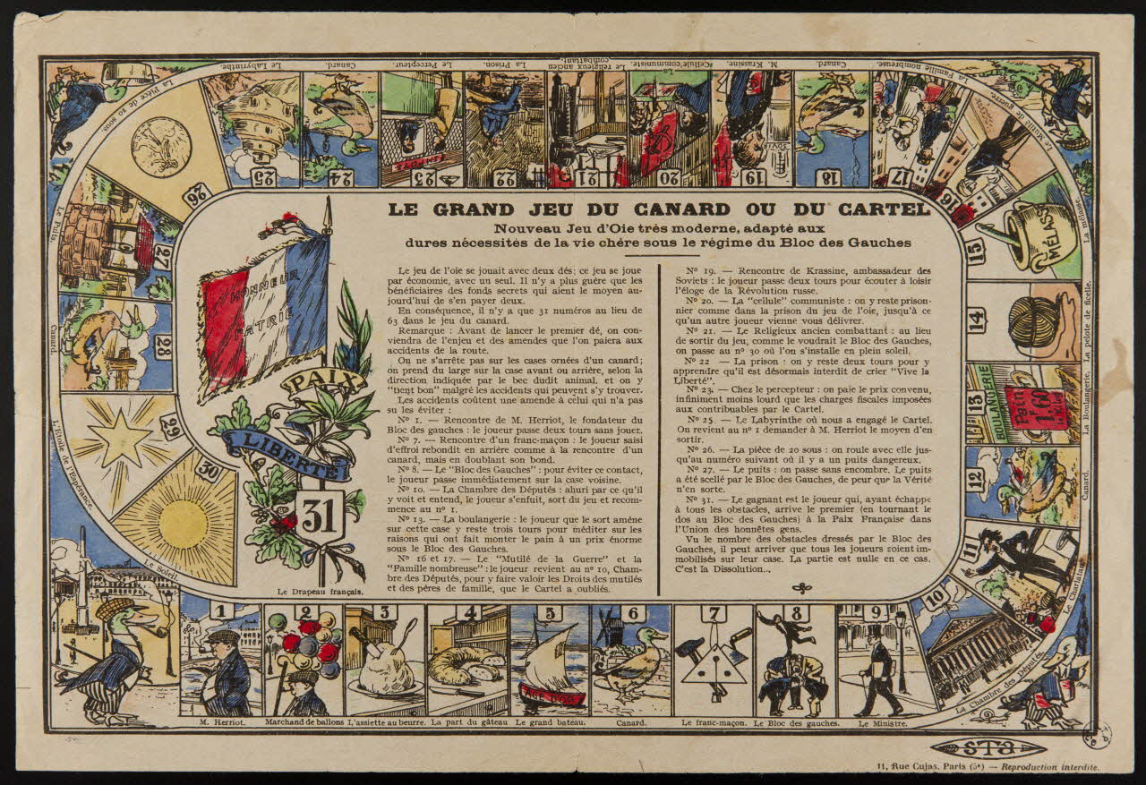 jeu de l'oie LE GRAND JEU DU CANARD OU DU CARTEL 1950.39.1322 Photo
