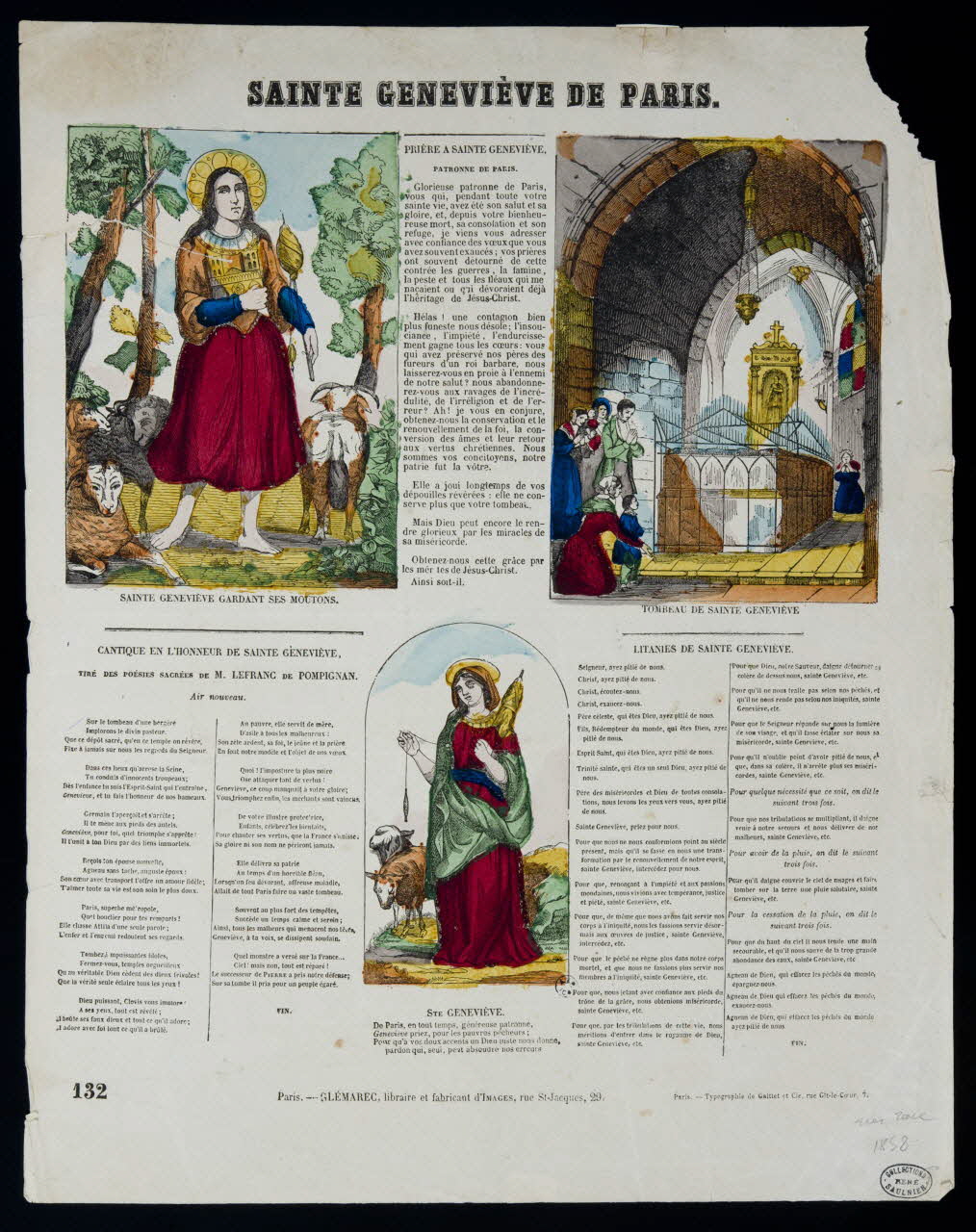 Gaittet ; Charles-Eugène Glémarec estampe SAINTE GENEVIEVE DE PARIS. Paris 1858 1950.39.139 Photo
