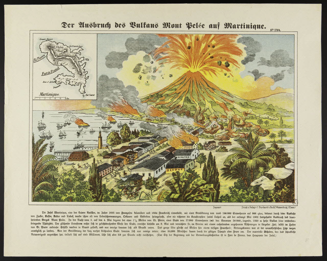 estampe Der Ausbruch des Busfans Mont Pelée auf Martinique. 1950.39.1394 Photo