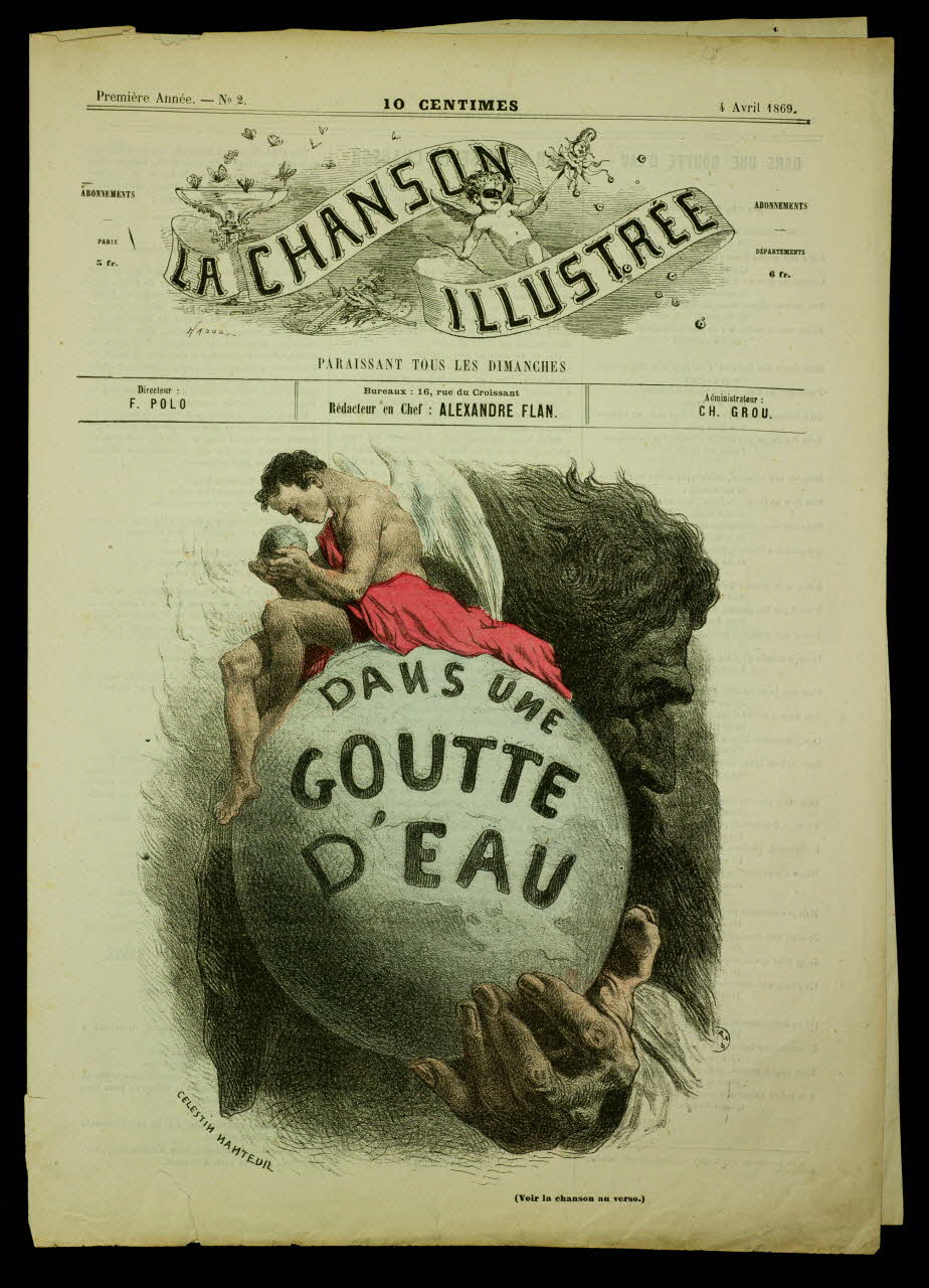 estampe LA CHANSON  ILLUSTREE  DANS UNE  GOUTTE  D'EAU 1950.39.1405 Photo