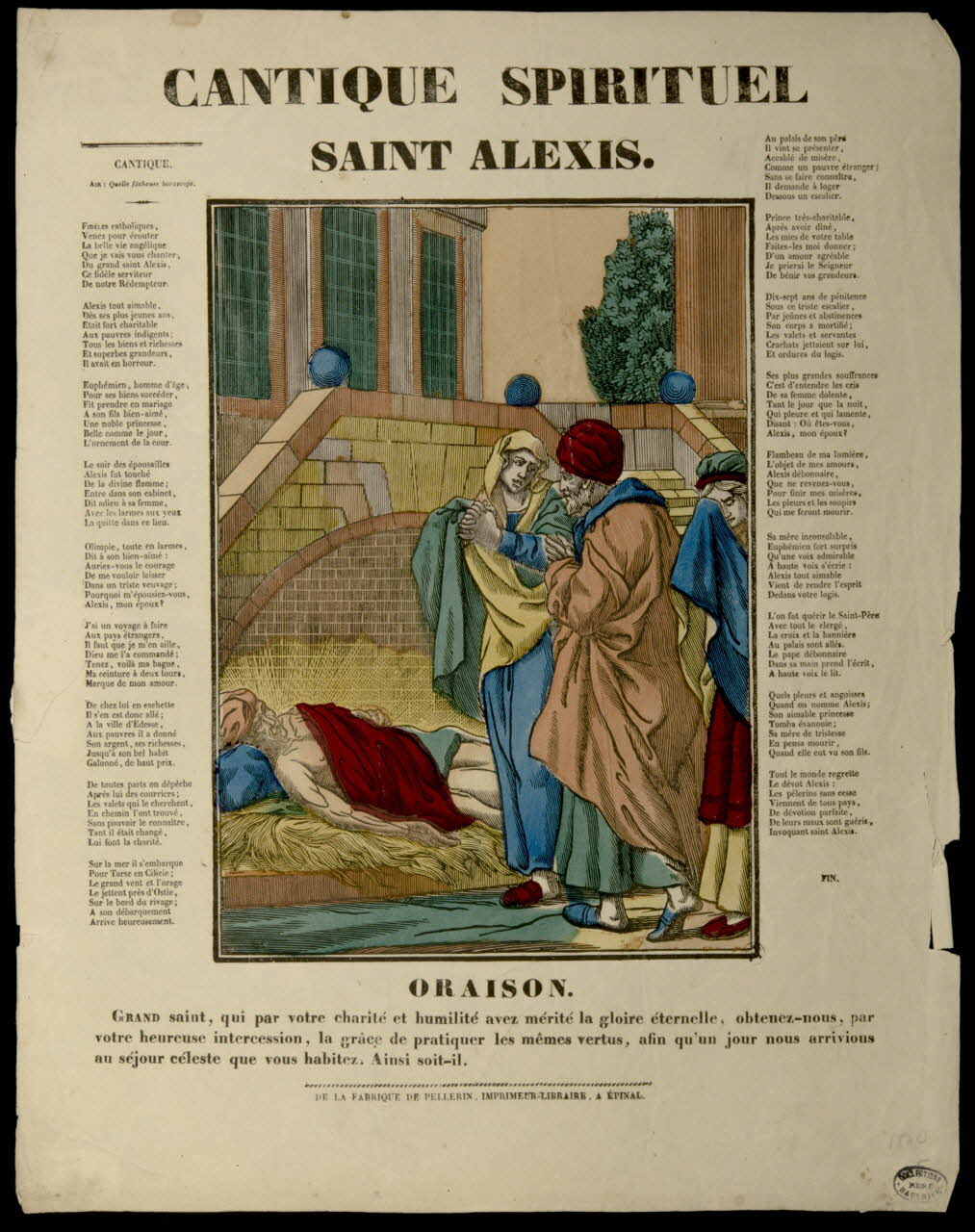 estampe CANTIQUE SPIRITUEL  SAINT ALEXIS. 1950.39.15 Photo