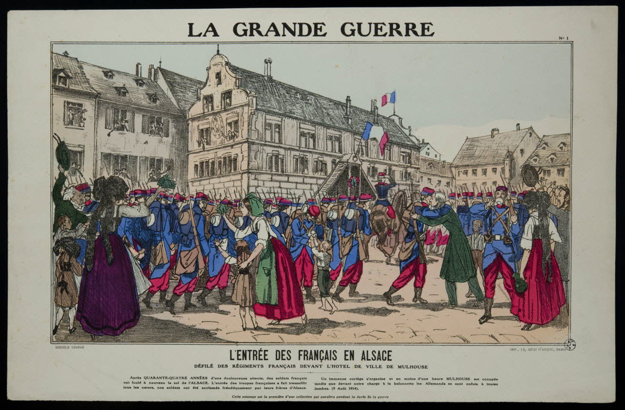 estampe LA GRANDE GUERRE  L'ENTREE DES FRANCAIS EN ALSACE 1950.39.1504 Photo