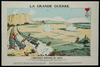 estampe LA GRANDE GUERRE  L'HEROIQUE DEFENSE DE LIEGE 1950.39.1505  Photo