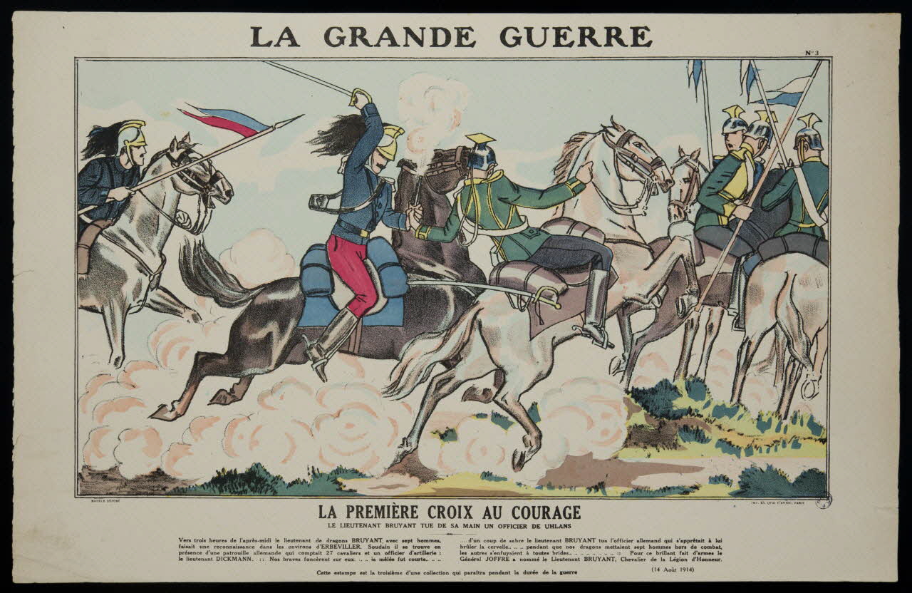 estampe LA GRANDE GUERRE  LA PREMIERE CROIX AU COURAGE 1950.39.1506 Photo