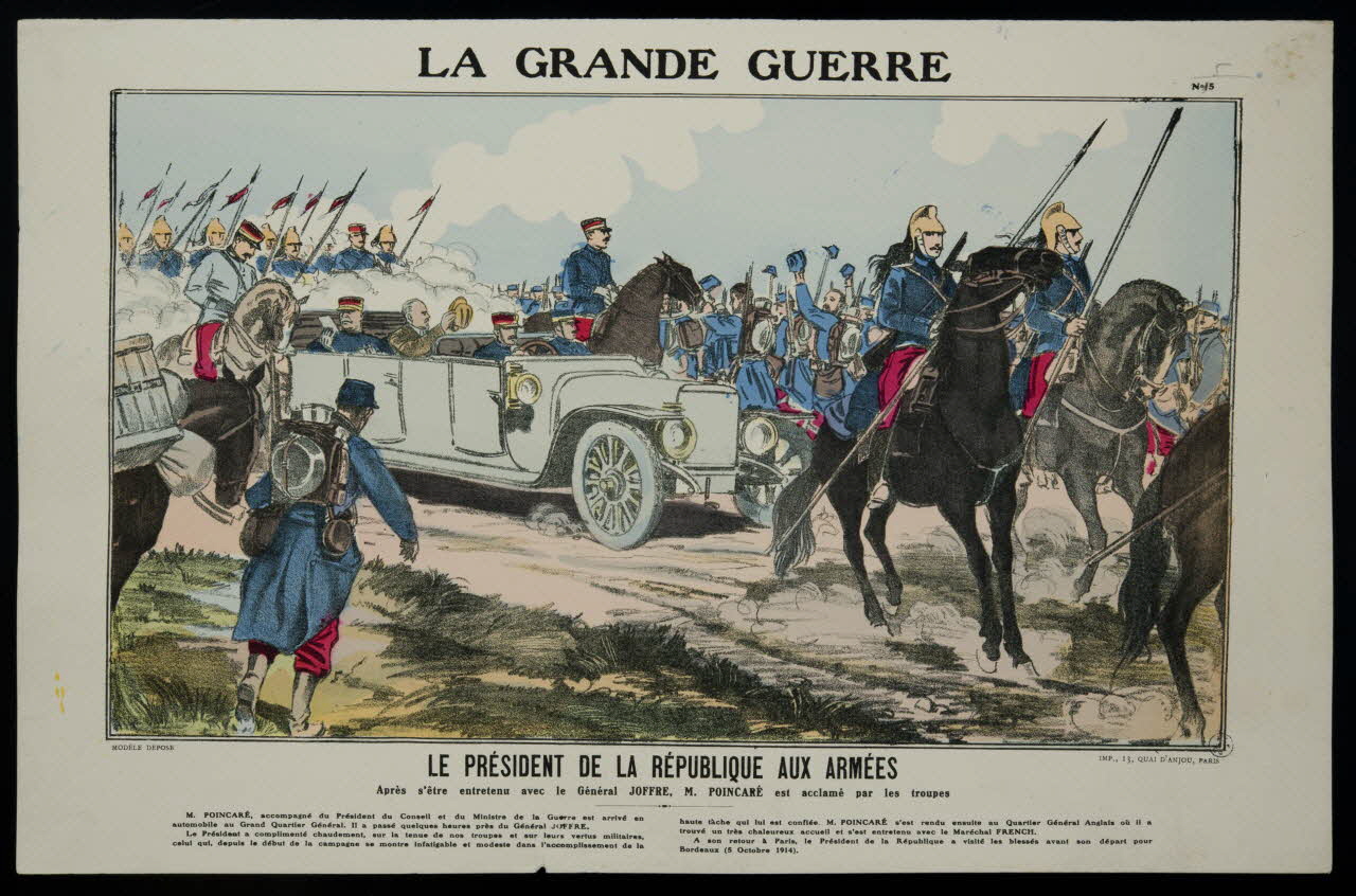 estampe LA GRANDE GUERRE  LE PRESIDENT DE LA REPUBLIQUE AUX ARMEES 1950.39.1508 Photo