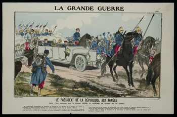 estampe LA GRANDE GUERRE  LE PRESIDENT DE LA REPUBLIQUE AUX ARMEES 1950.39.1508  Photo