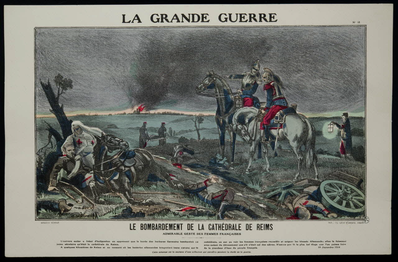 estampe LA GRANDE GUERRE  LE BOMBARDEMENT DE LA CATHEDRALE 1950.39.1514 Photo