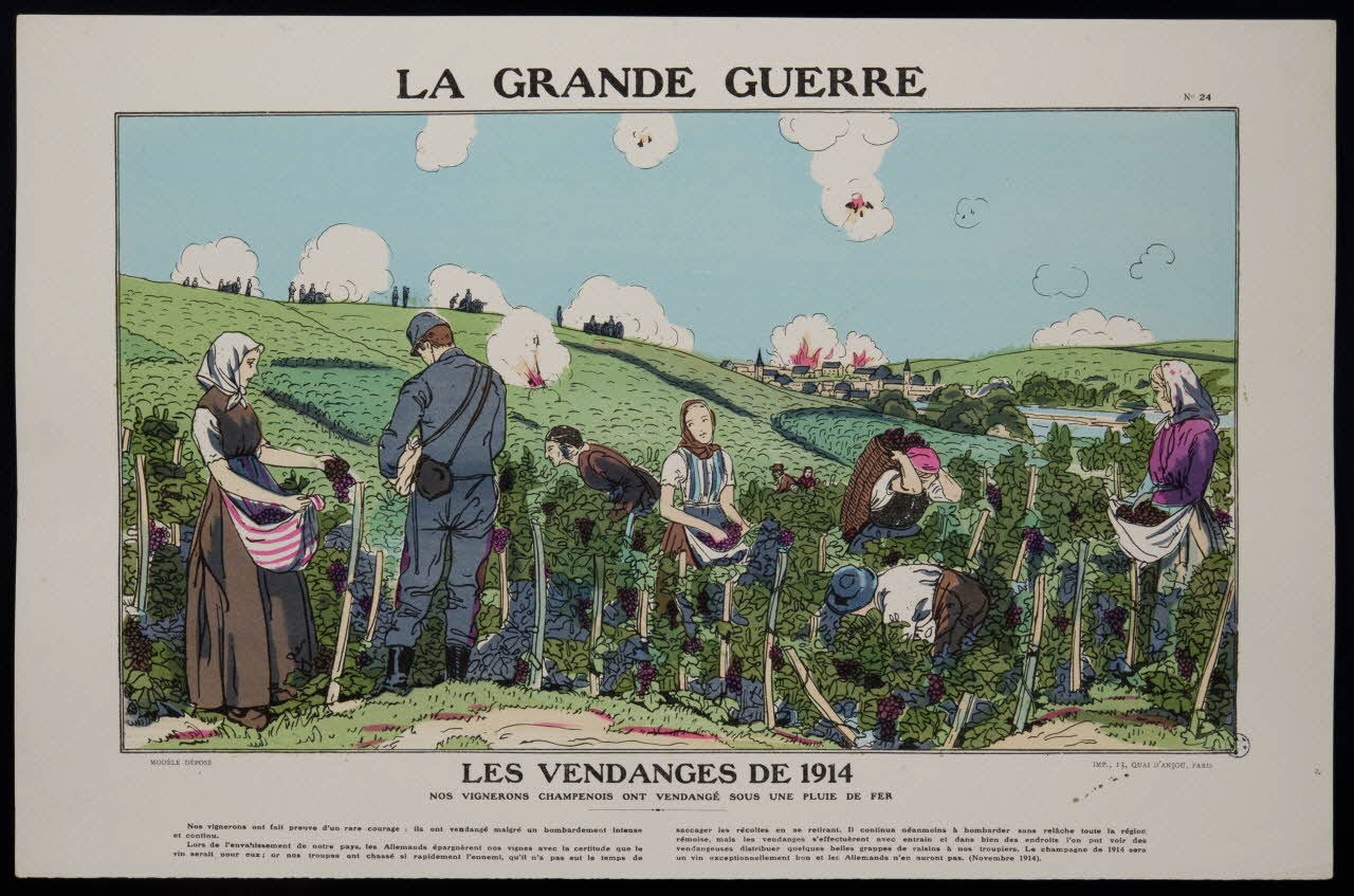 estampe LA GRANDE GUERRE  LES VENDANGES DE 1914 1950.39.1527 Photo