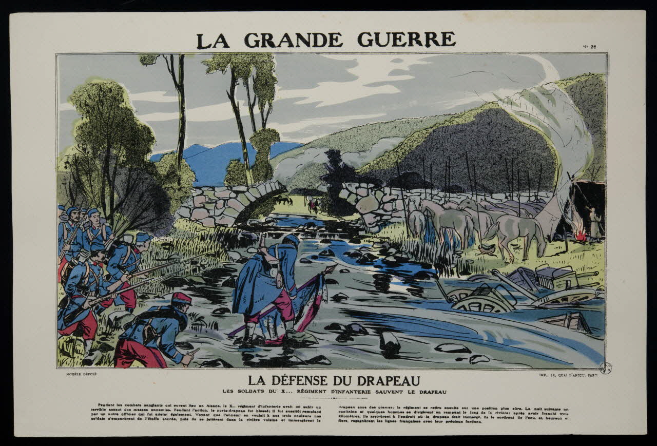 estampe LA GRANDE GUERRE  LA DEFENSE DU DRAPEAU 1950.39.1531 Photo