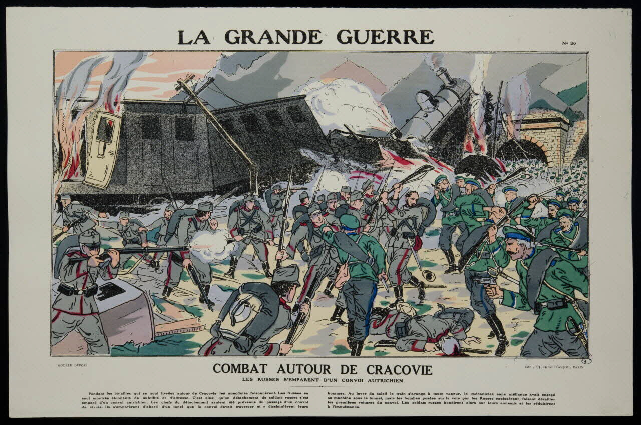 estampe LA GRANDE GUERRE  COMBAT AUTOUR DE CRACOVIE 1950.39.1533 Photo