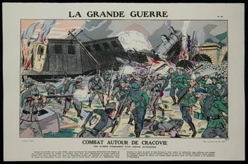 estampe LA GRANDE GUERRE  COMBAT AUTOUR DE CRACOVIE 1950.39.1533 Photo