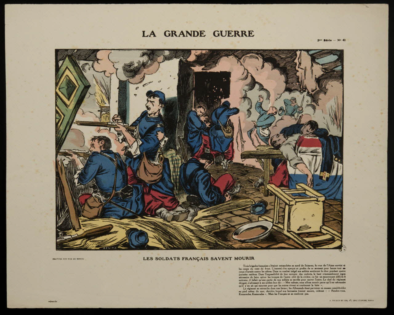 estampe LA GRANDE GUERRE  LES SOLDATS FRANÇAIS SAVENT MOURIR 1950.39.1544 Photo
