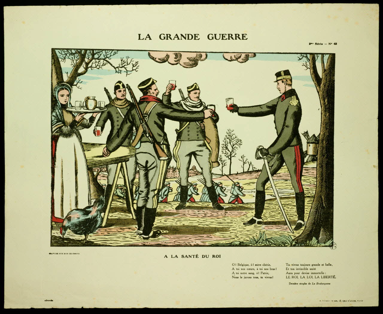 estampe LA GRANDE GUERRE  A LA SANTE DU ROI 1950.39.1545 Photo