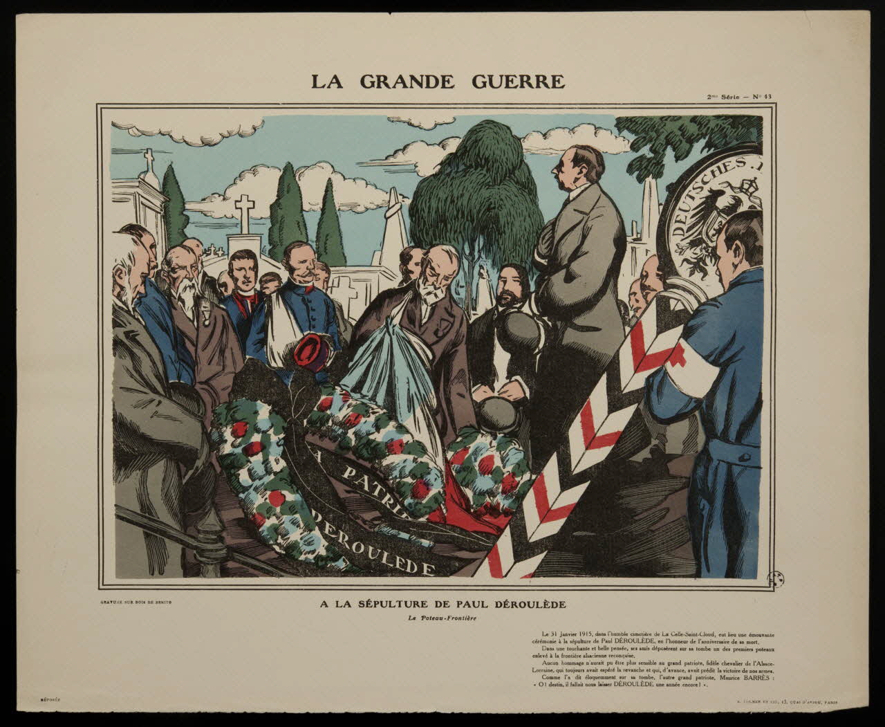 estampe LA GRANDE GUERRE  A LA SEPULTURE DE PAUL DEROULEDE 1950.39.1551 Photo