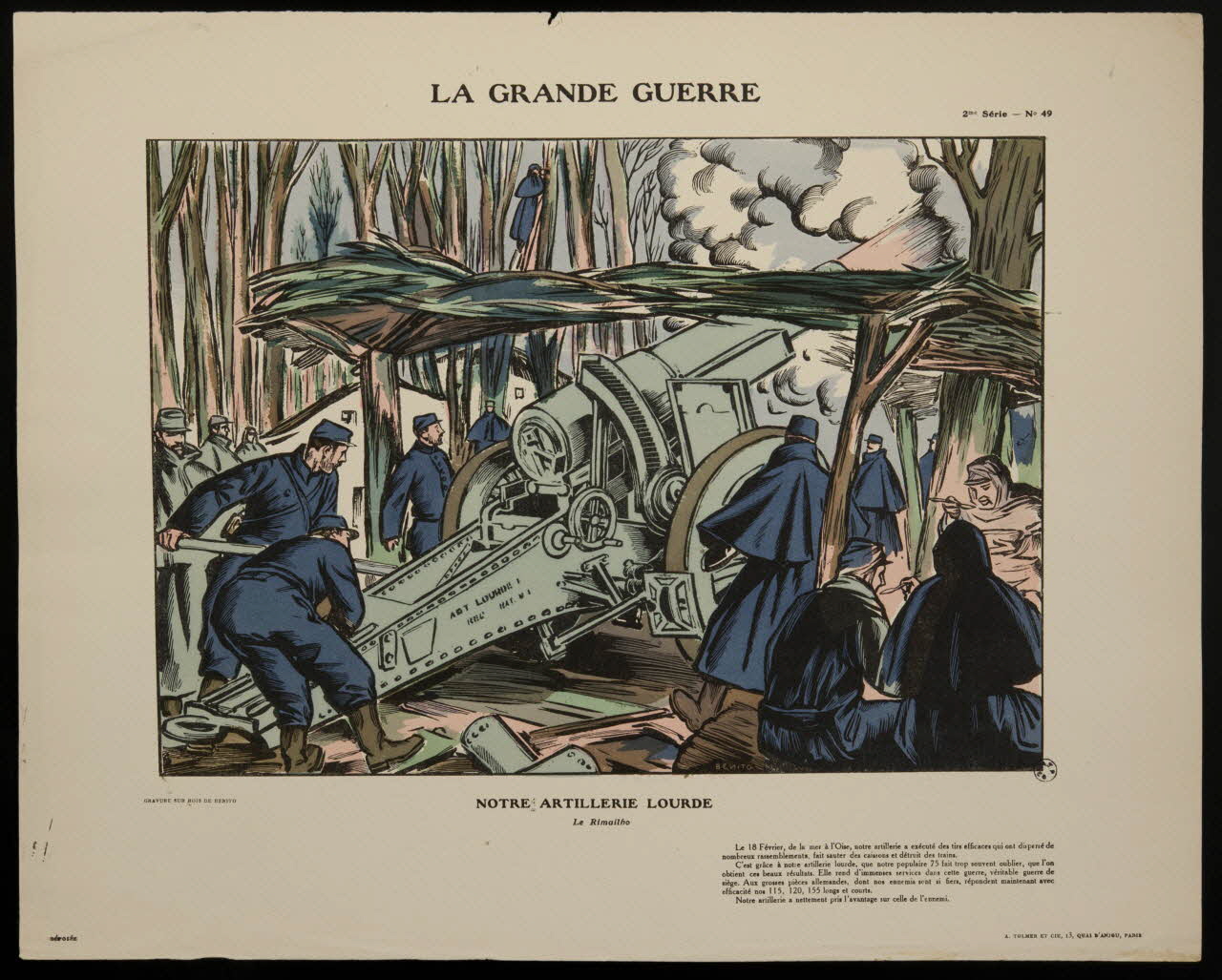 estampe LA GRANDE GUERRE  NOTRE ARTILLERIE LOURDE 1950.39.1552 Photo