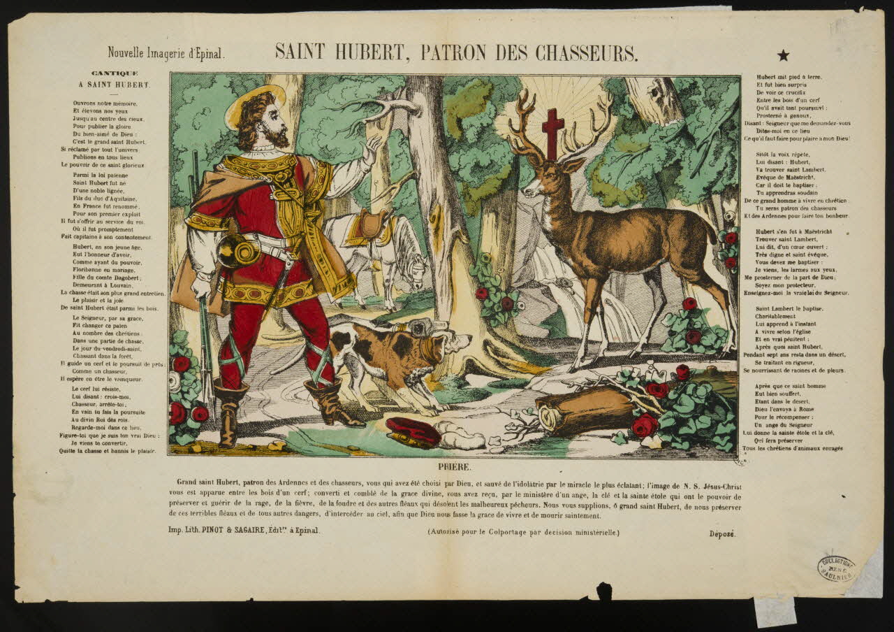 estampe SAINT HUBERT, PATRON DES CHASSEURS. 1950.39.168 Photo