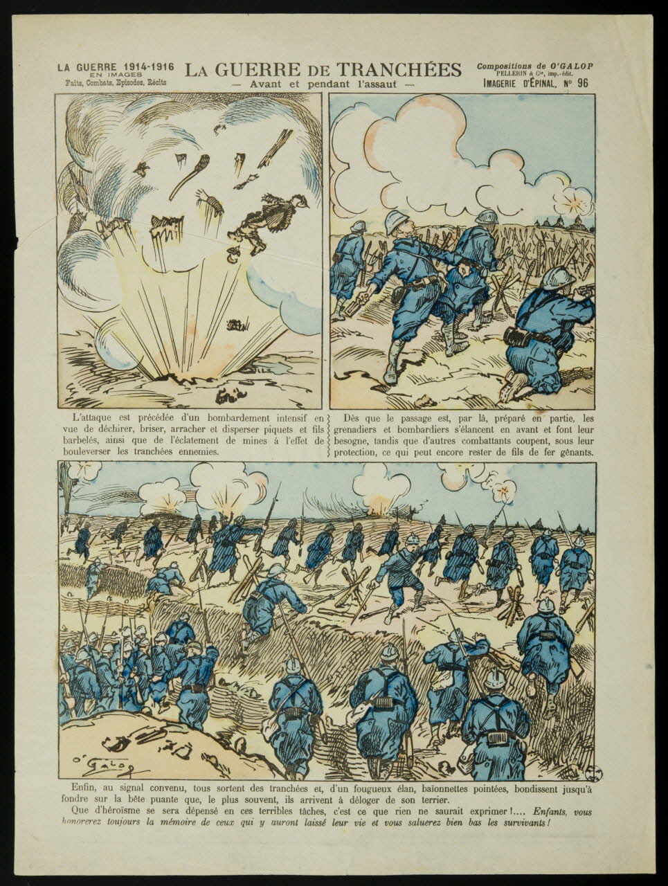 estampe LA GUERRE DE TRANCHEES  -Avant et pendant l'assaut- 1950.39.1783 Photo