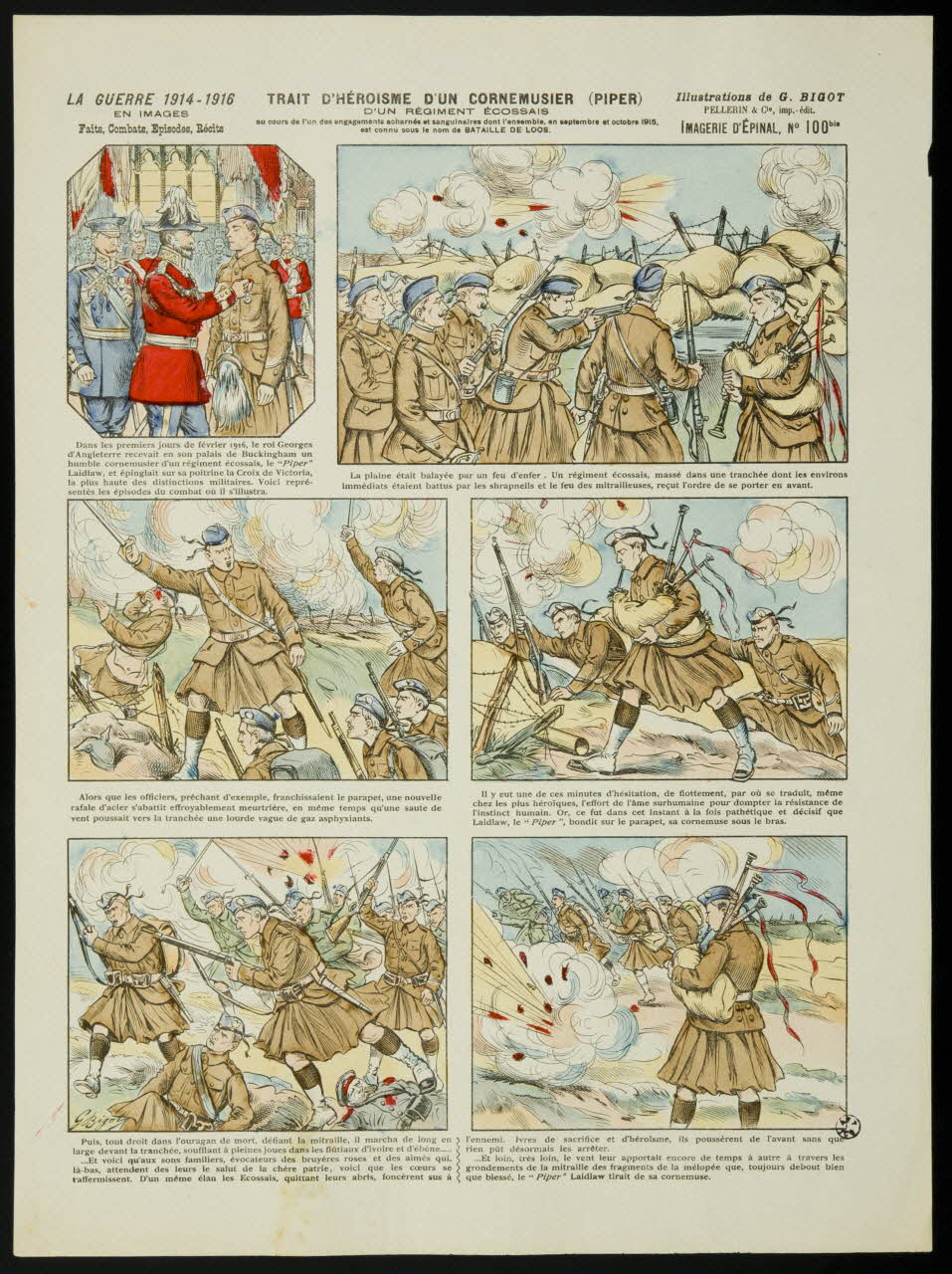 estampe TRAIT D'HEROISME D'UN CORNEMUSIER (PIPER)  D'UN REGIMENT ECOSSAIS 1950.39.1795 Photo