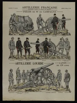 estampe ARTILLERIE FRANCAISE  ancienne tenue et tenue de guerre 1950.39.1806 Photo