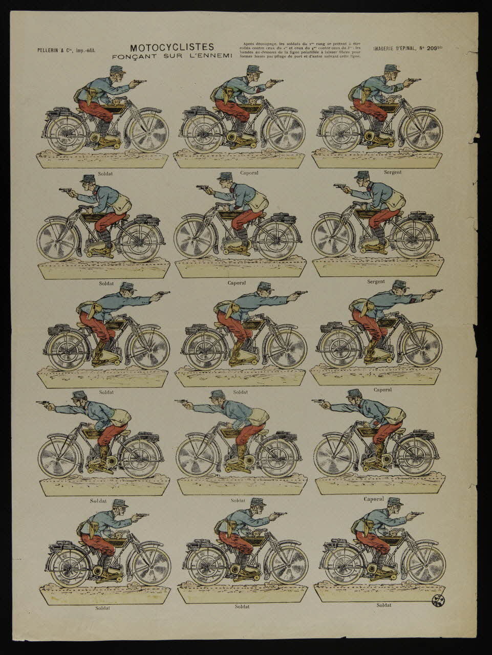 estampe MOTOCYCLISTES  FONCANT SUR L'ENNEMI 1950.39.1826 Photo