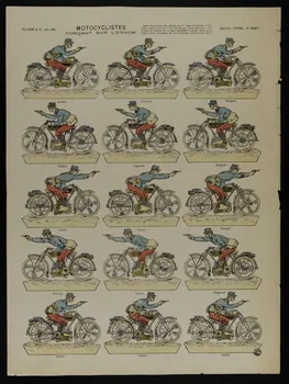 estampe MOTOCYCLISTES  FONCANT SUR L'ENNEMI 1950.39.1826  Photo