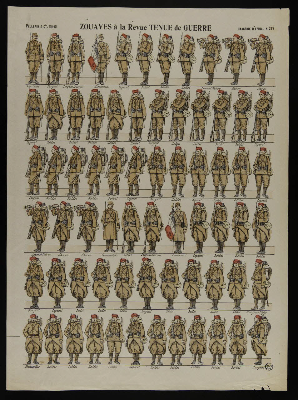 estampe ZOUAVES à la Revue TENUE de GUERRE 1950.39.1828 Photo