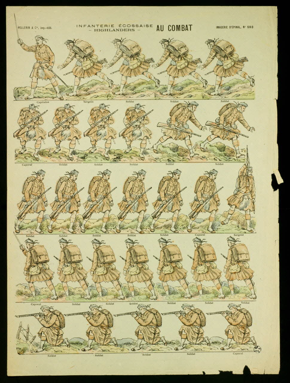 estampe INFANTERIE ECOSSAISE  -HIGHLANDERS- AU COMBAT 1950.39.1840 Photo